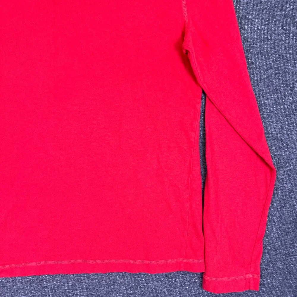 Hollister Henley Shirt Mens L Red Preppy Casual Long Sleeve Embroidered Logo Y2K